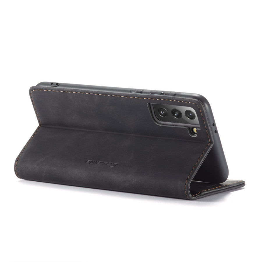 Retro Wallet Slim pour Samsung S21 Noir