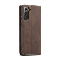 Portefeuille Rétro Slim pour Samsung S21 Marron