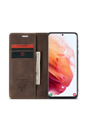  CaseMe Portefeuille Retro Slim pour S21 Plus Marron 