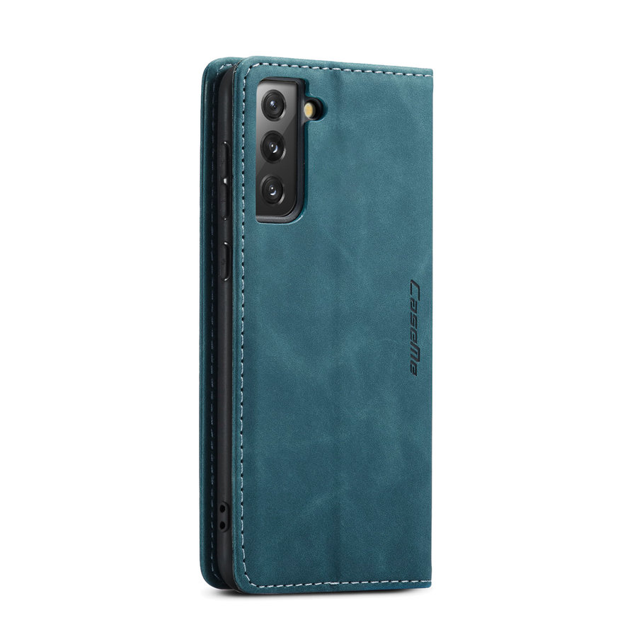 Retro Wallet Slim voor Samsung S21 Blauw