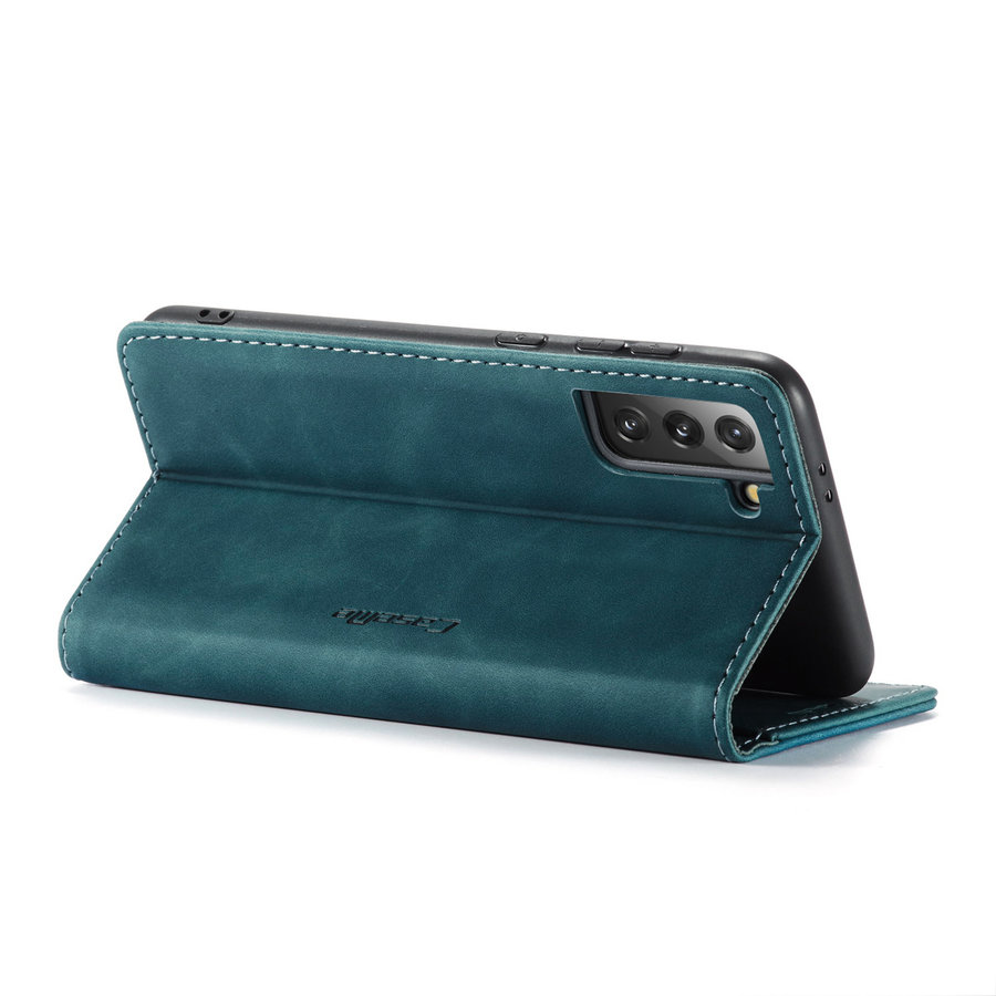 Portafoglio Retro Slim per Samsung S21 Blu