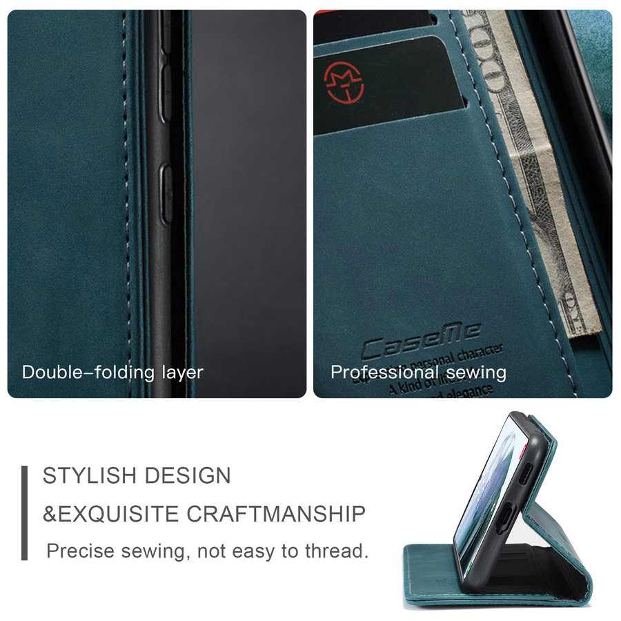 Retro Wallet Slim voor Samsung S21 Plus Blauw