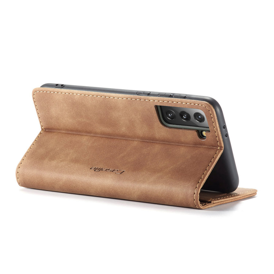 Portefeuille Rétro Slim pour Samsung S21 L. Marron