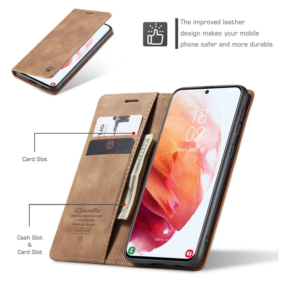 Retro Wallet Slim for Samsung S21 Plus L. Brown