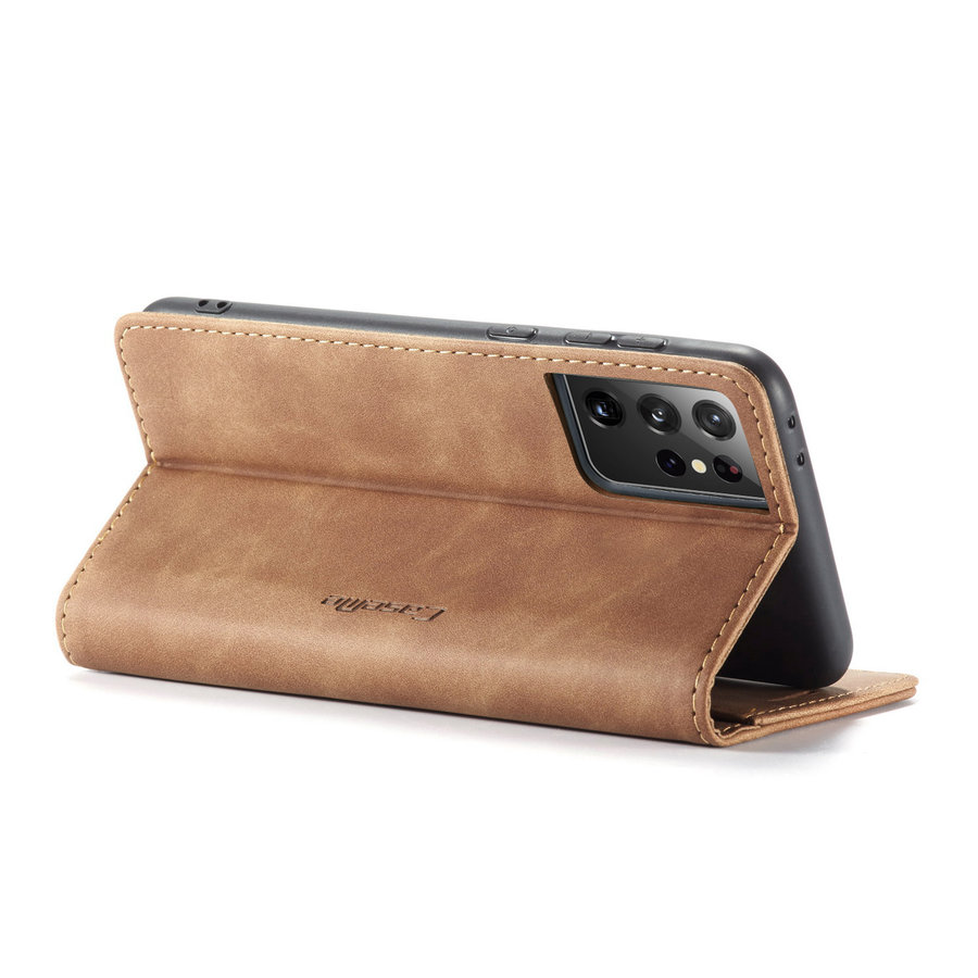 Retro Wallet Slim for Samsung S21 Ultra L. Brown