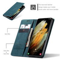 Smukły portfel retro do telefonu Samsung S21 Ultra Blue