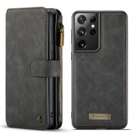 2 in 1 Zipper Wallet voor Samsung S21 Plus Zwart