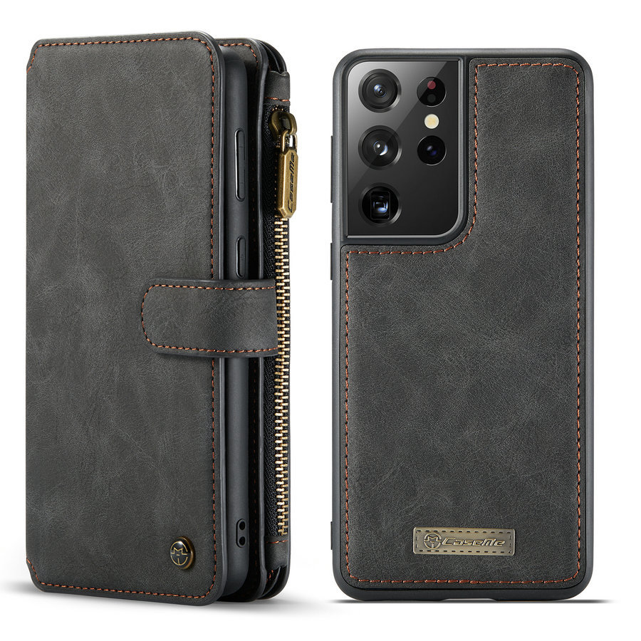 2 in 1 Zipper Wallet for Samsung S21 Plus Black