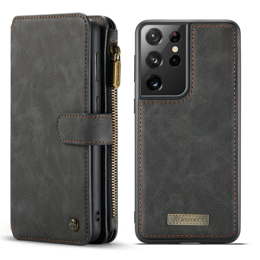 Portfel 2 w 1 Zipper do Samsung S21 Plus Czarny