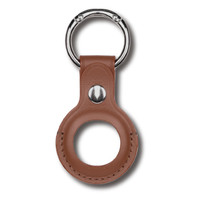 Apple AirTag Leather Keychain Ring Brown