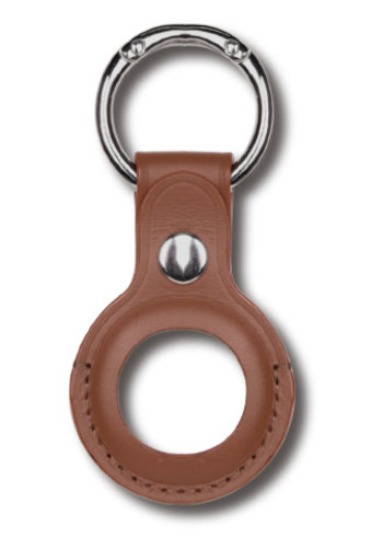  Devia Apple AirTag Leather Keychain Ring Brown 