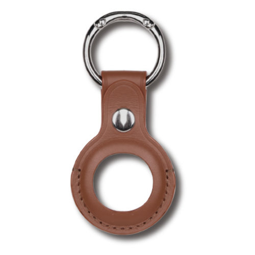  Devia Apple AirTag Leather Keychain Ring Brown 