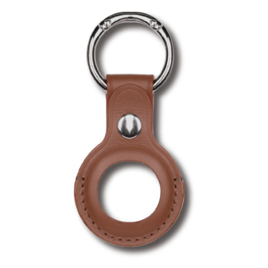 Apple AirTag Leather Keychain Ring Brown