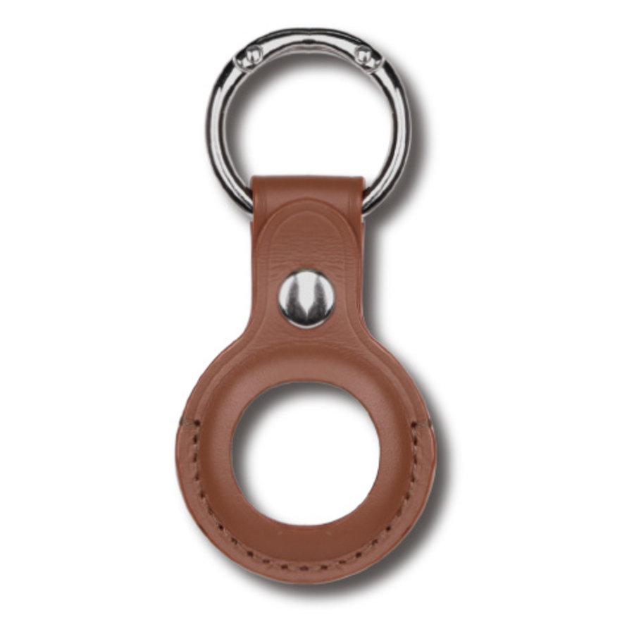 Apple AirTag Leather Keychain Ring Marrón