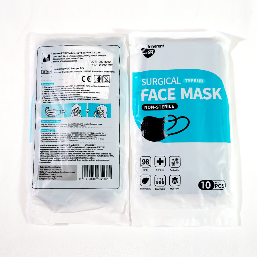 Medizinische Gesichtsmasken Typ IIR 50 Stück Schwarz