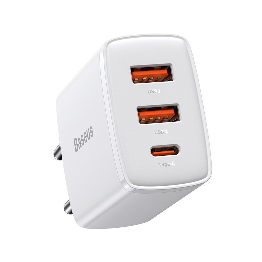 Cargador de viaje compacto 2x USB-A + USB-C 30W