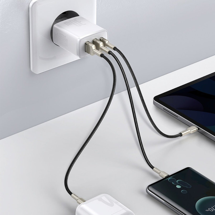 Caricabatterie da viaggio compatto 2x USB-A + USB-C 30W