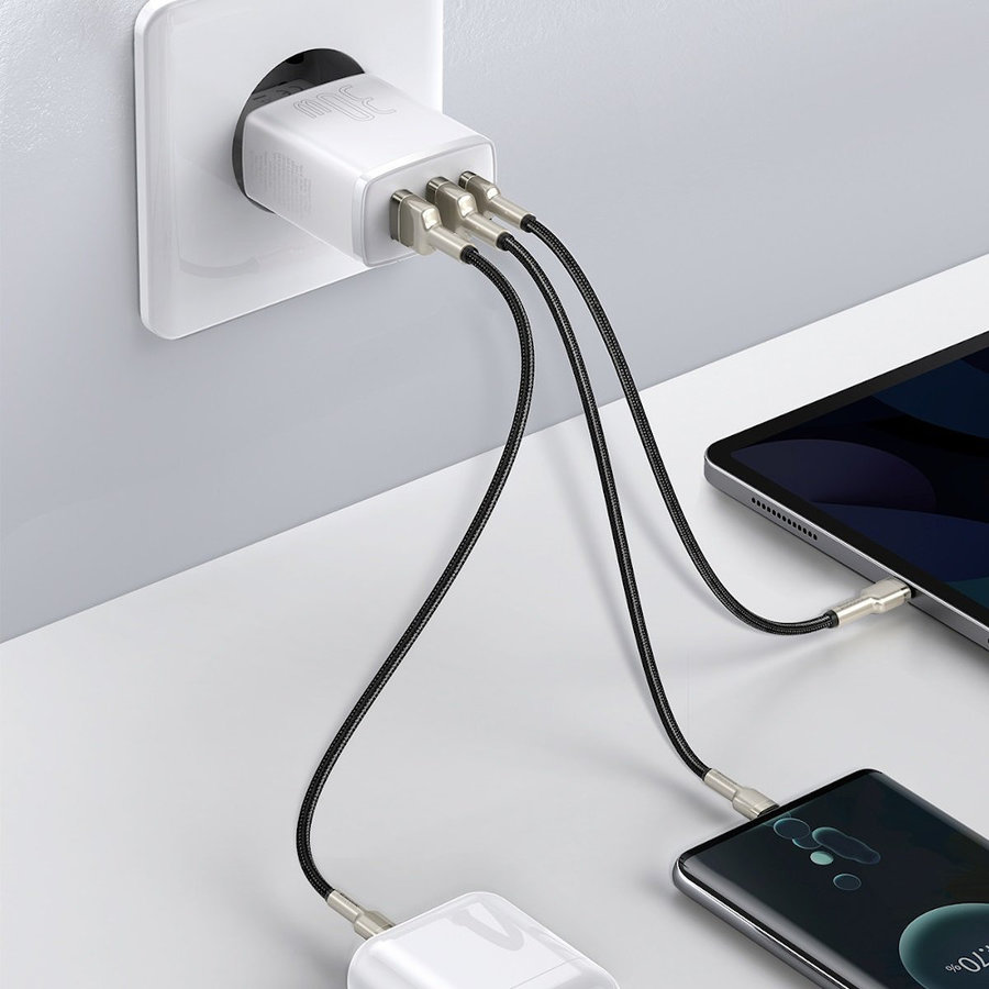 Compact Travel Charger 2x USB-A + USB-C 30W