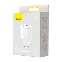 Cargador de viaje compacto 2x USB-A + USB-C 30W