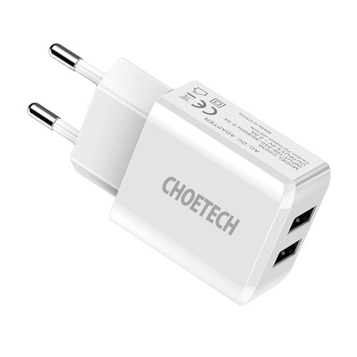  Choetech Adattatore per caricabatterie da viaggio 2x USB-A 