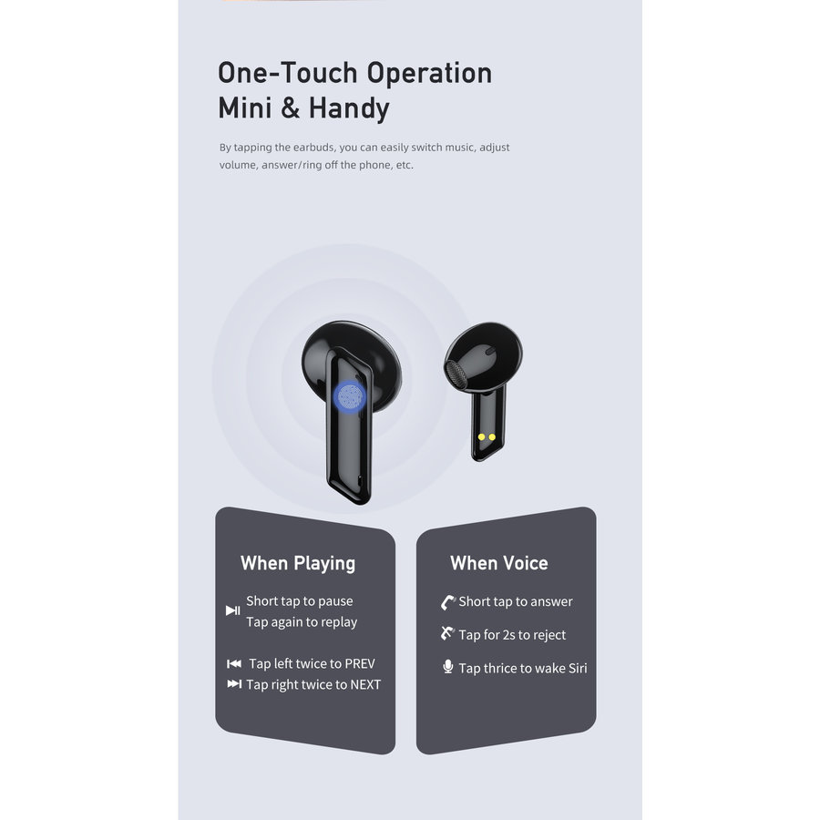 T36 Słuchawki douszne Bluetooth 5.1 Czarne