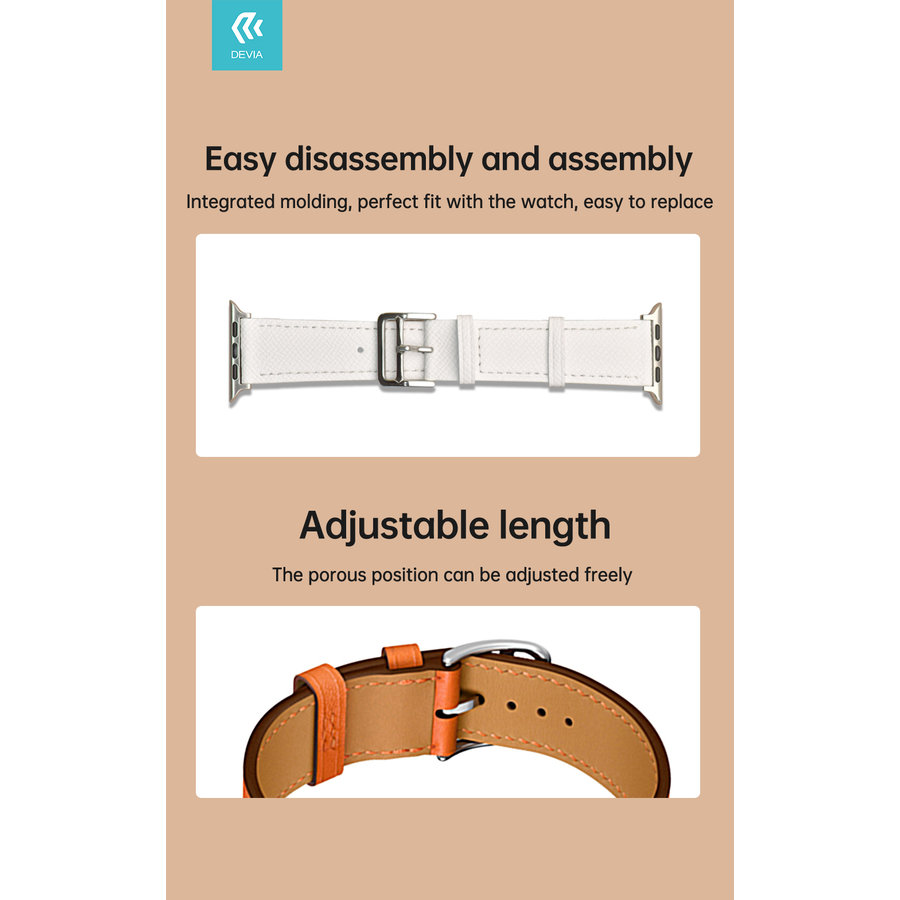 Apple Watch PU Leather strap 42/44/45/49mm Orange