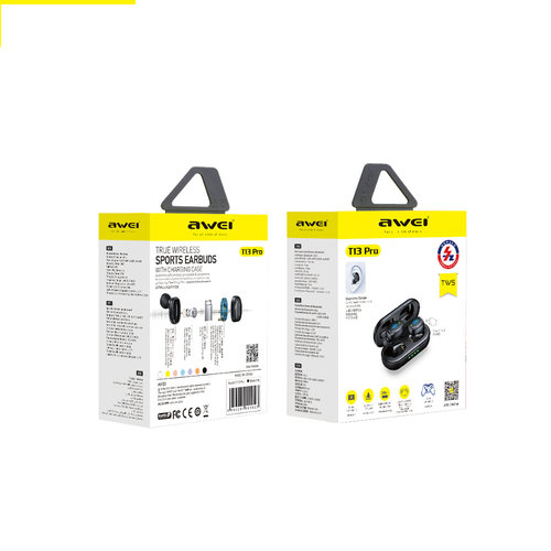  Awei  Auriculares T13 Pro Bluetooth 5.1 Negro 