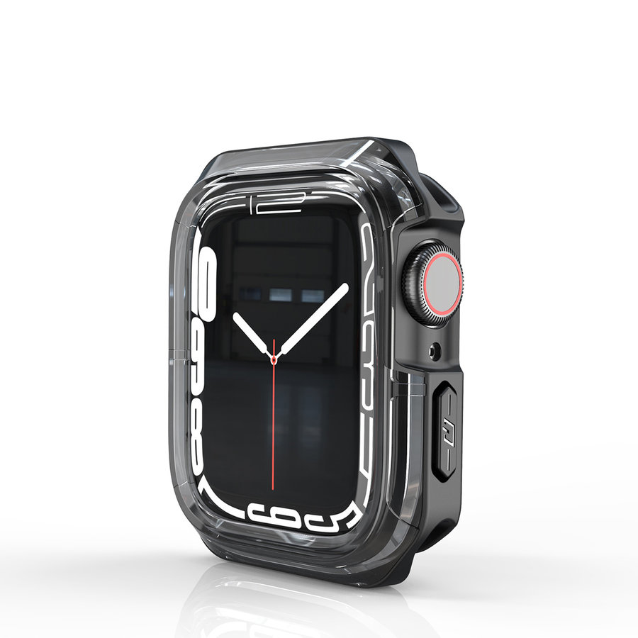 Stoßfestes Gehäuse Apple Watch 45mm Transp. Schwarz