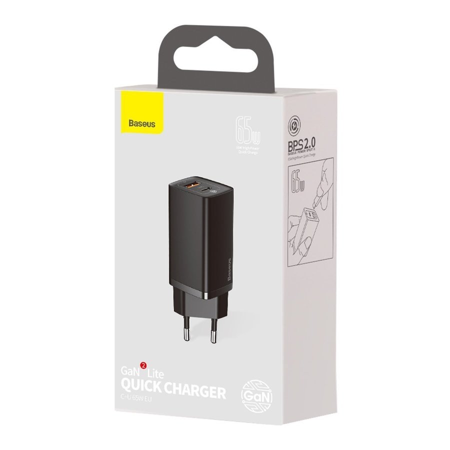 Cargador rápido de 65 W GaN USB-C + USB-A