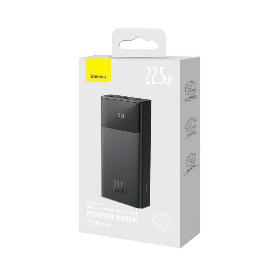 22.5W PowerBank 20.000 mAh Zwart