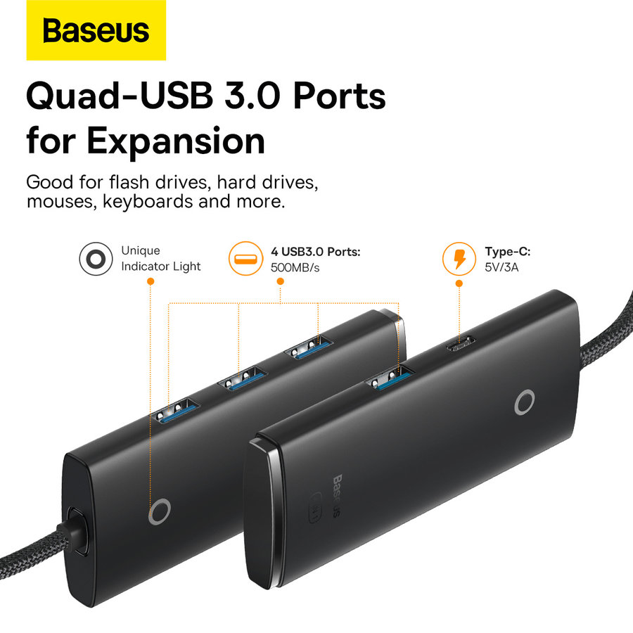 Lite-serie 4-poorts Type-C HUB-adapter