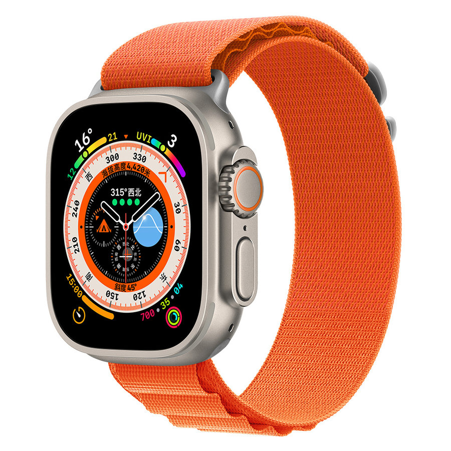 Apple Watch 42/44/45/49 mm Orange - Bracelet en nylon Sport5 série Deluxe