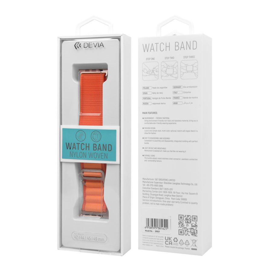 Bracelet en nylon Deluxe Series Sport5 38/40/41 mm Orange