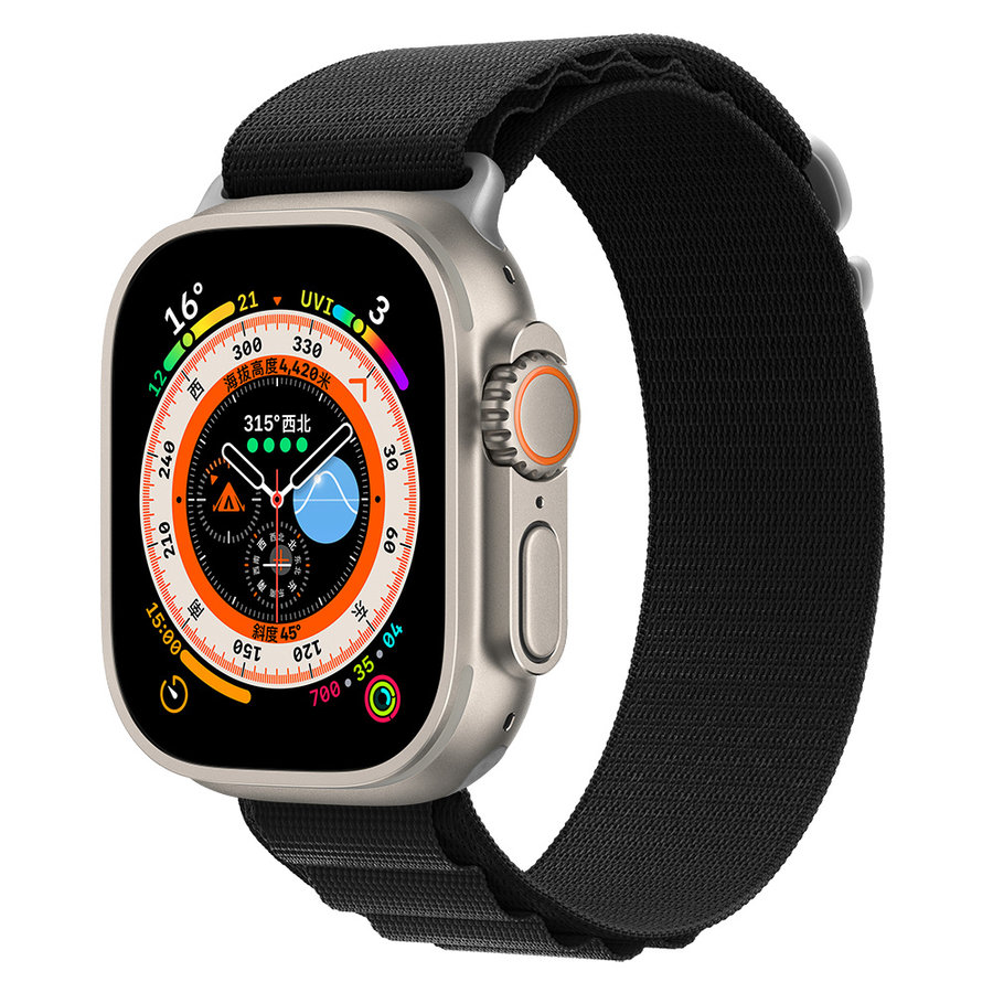Apple Watch 42/44/45/49 mm Schwarz – Deluxe Series Sport5 Nylonarmband