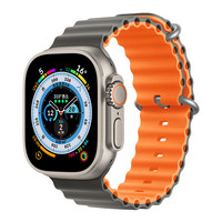 Apple Watch 42/44/45/49mm Gris+Orange - Série Deluxe Sport6 Silicone