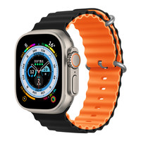 Apple Watch 42/44/45/49mm Negro+Naranja- Serie Deluxe Sport6 Silicona