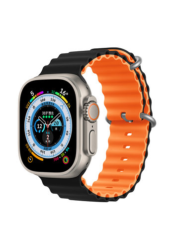  Devia Deluxe Series Sport6 Silicone 42/44/45/49mm Zwart+Oranje 