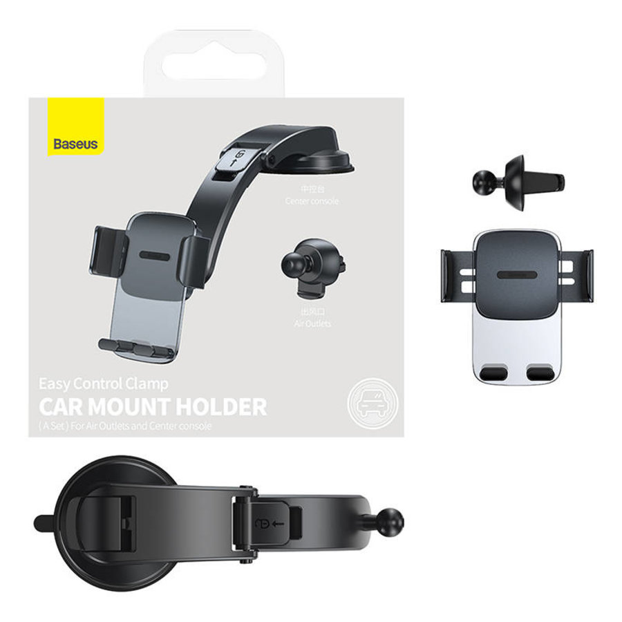 Ensemble de support de voiture 2-en-1 Easy Control Clamp noir