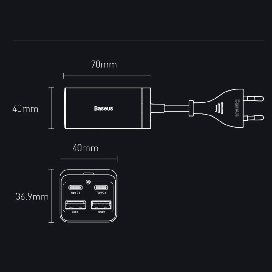 Cargador de escritorio GaN3 Pro 65W 2C+2U