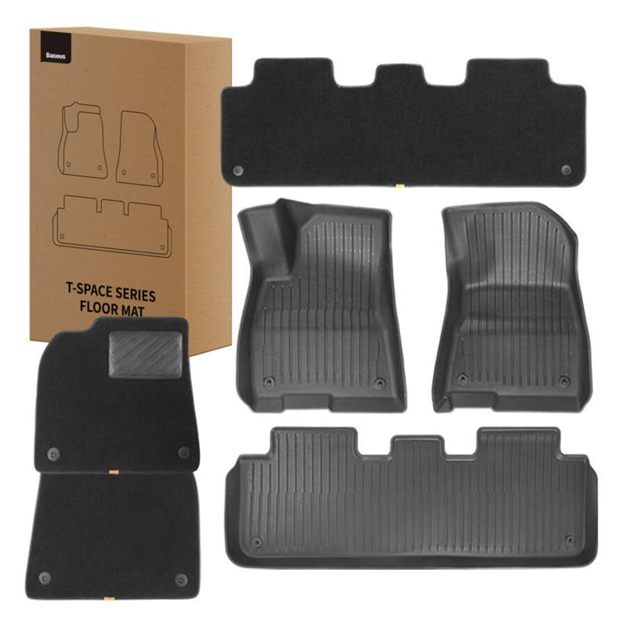 6-piece floor mat TPE+Velvet for Tesla Model Y