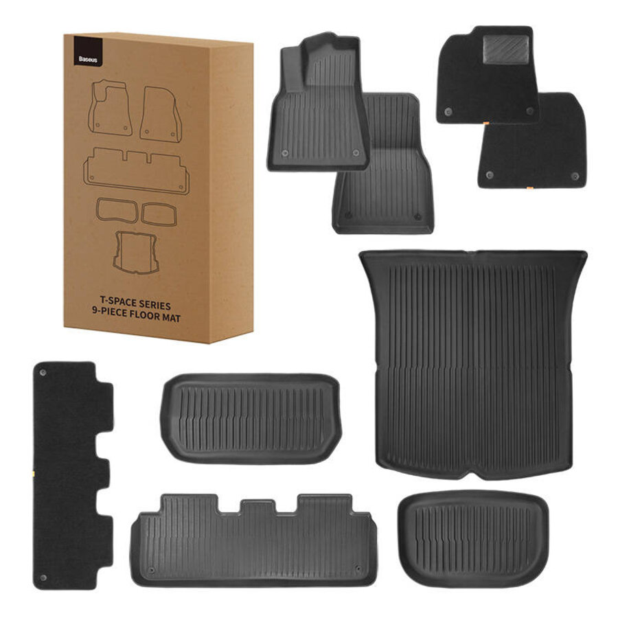 9-piece floor mat TPE+Velour for Tesla Model Y