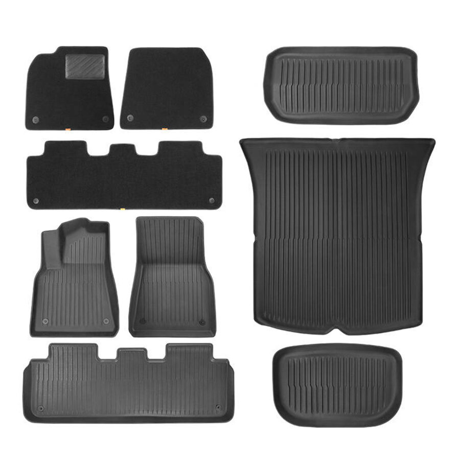 9-piece floor mat TPE+Velour for Tesla Model Y