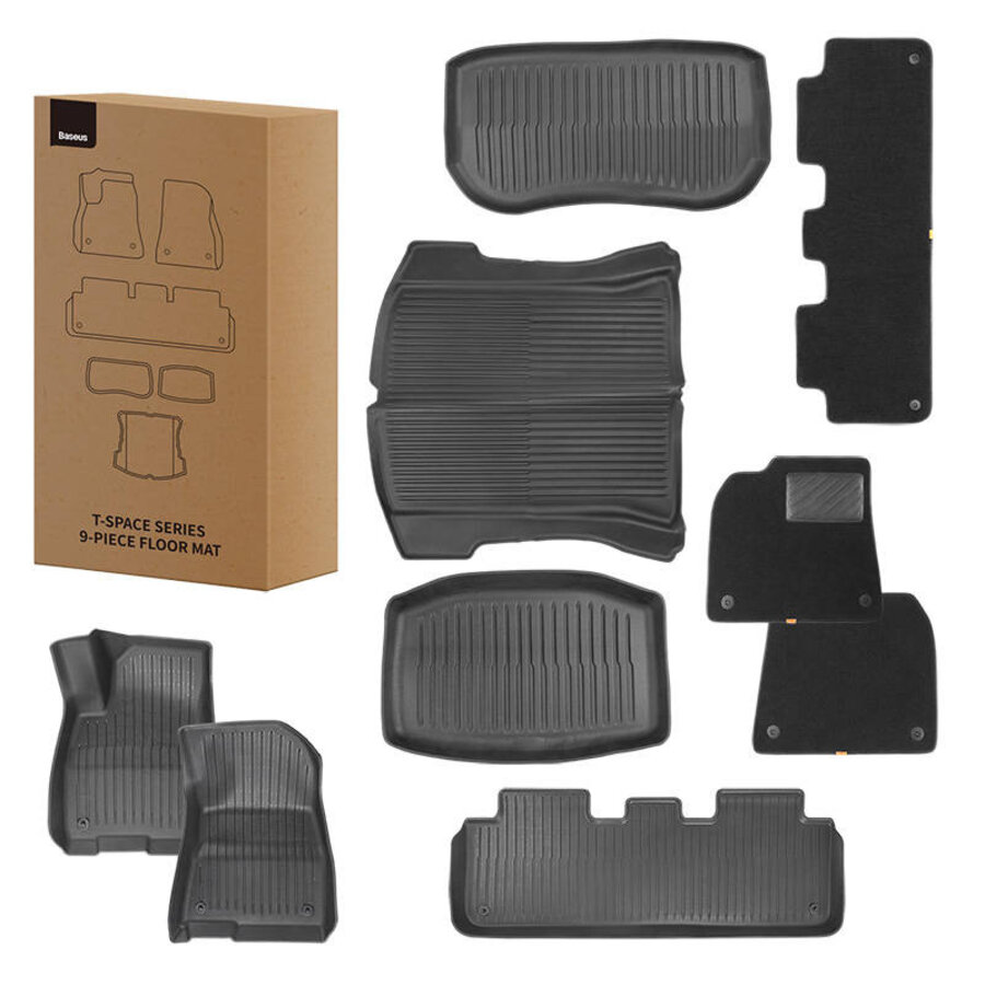 9-piece floor mat TPE+Velour for Tesla Model 3