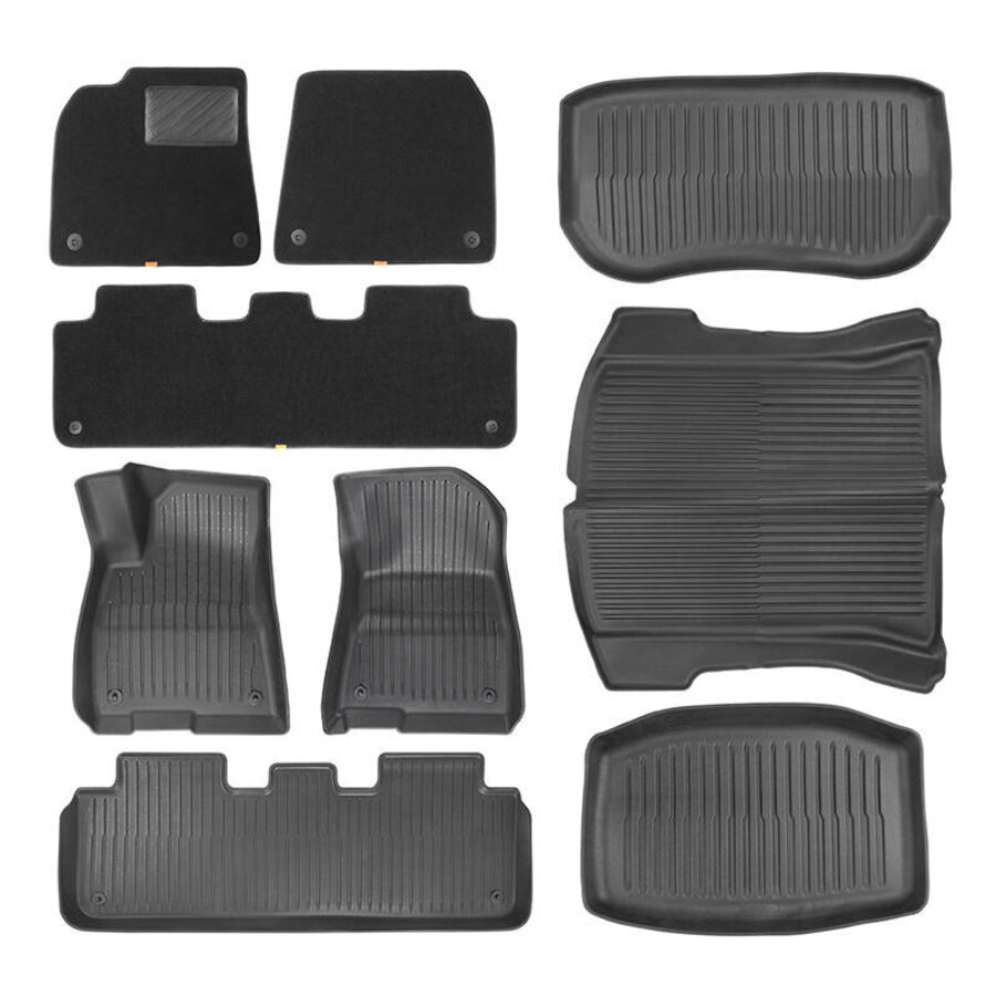 9-piece floor mat TPE+Velour for Tesla Model 3