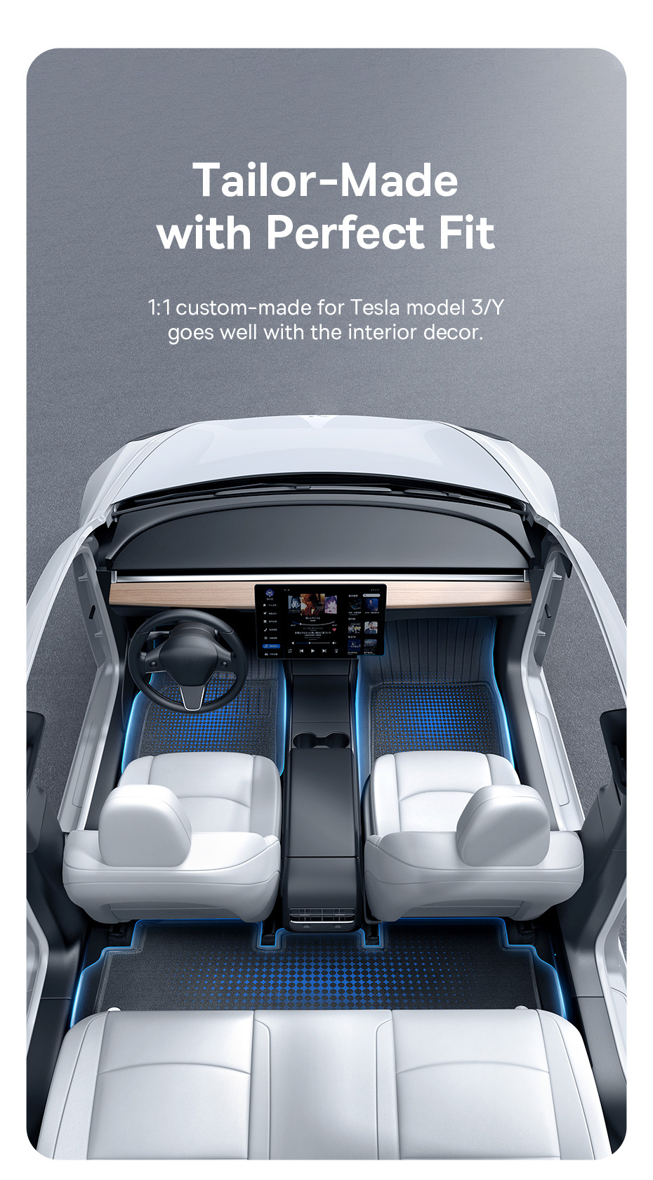 TESLA Model Y Tapis de sol en velours de luxe / Tapis d'intérieur VENTE EN  GROS - Colorfone - Plateforme B2B internationale