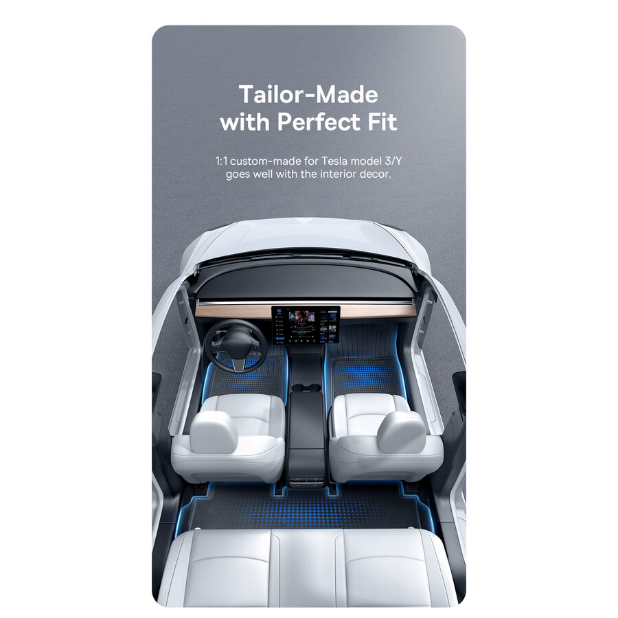 6-teilige Bodenmatte TPE+Velours für Tesla Model 3