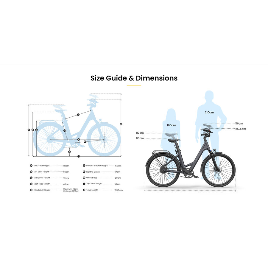 Vélo de Ville Électrique A28 Air Gris