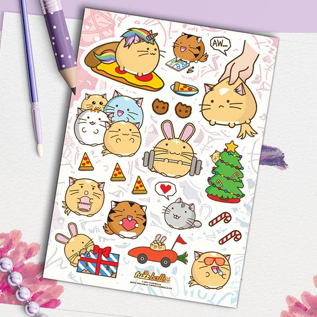 Fuzzballs Stickervel Awesome fuzzballs kopen in de aanbieding