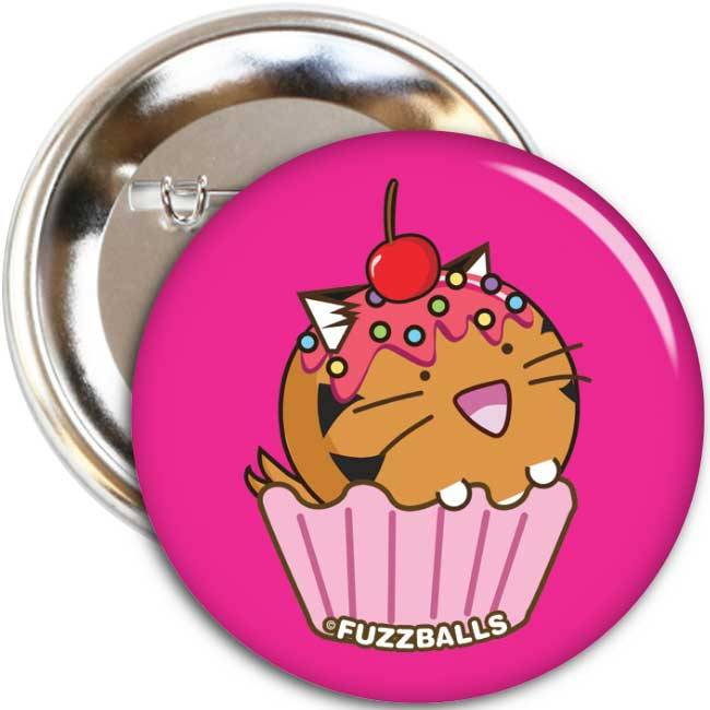 Fuzzballs Button Tiger cupcake