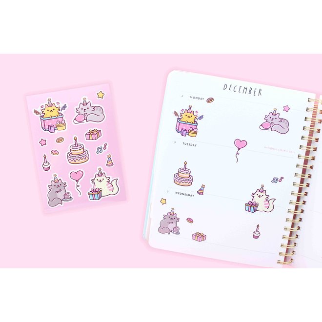 Sticker sheet - Birthday Cats